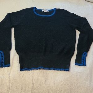 Liz Claiborne Black Sweater with Blue Trim